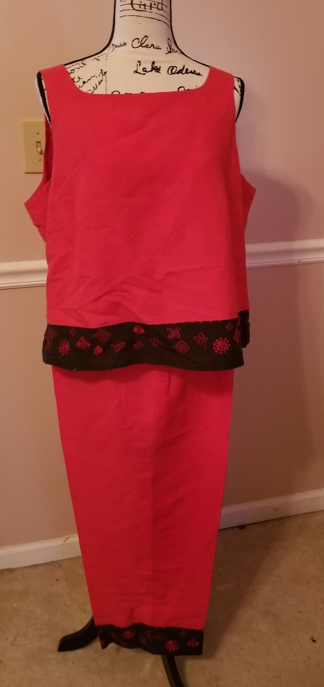 Red and black two piece pants set